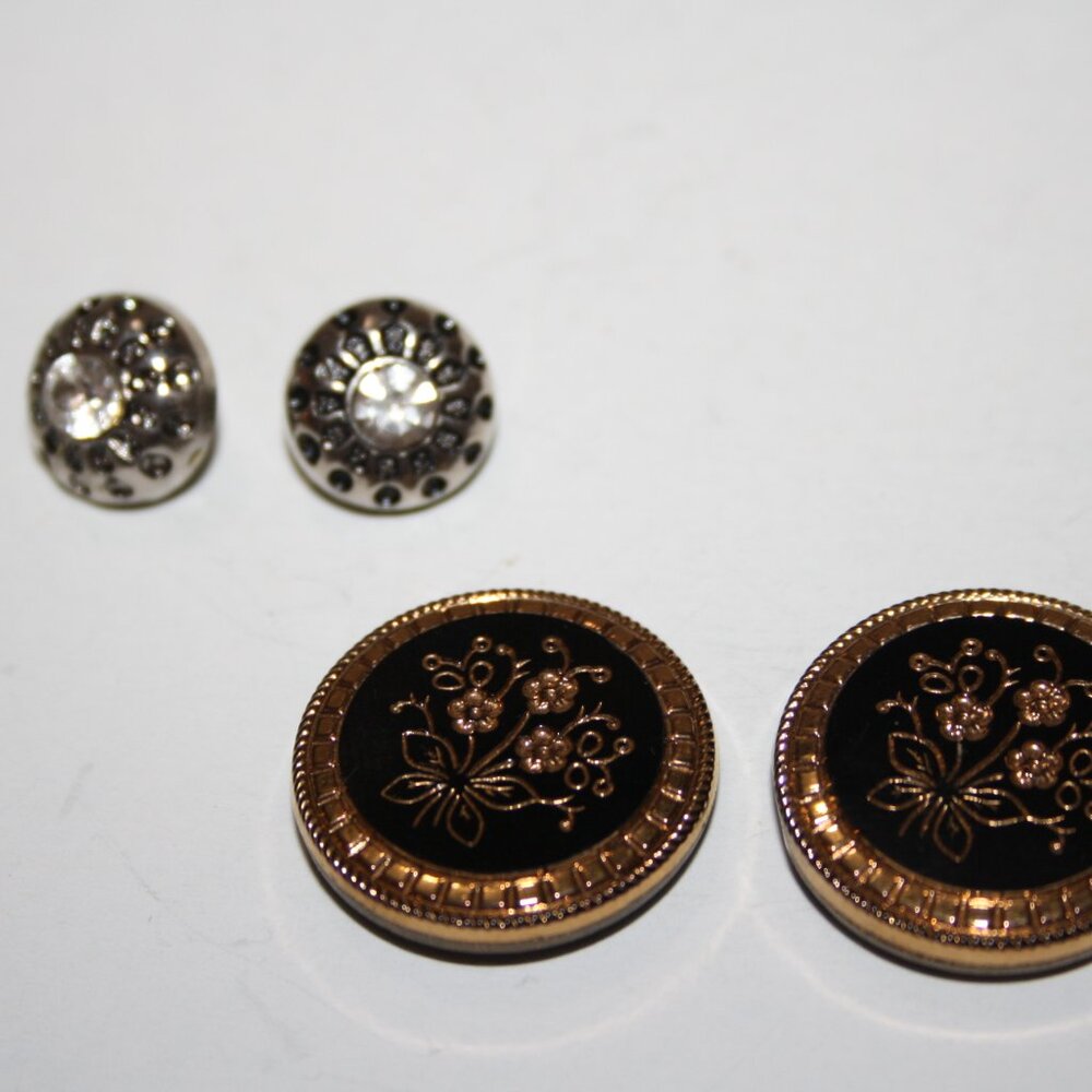 ✨ Vintage Button Sets · Gold & Silver Rhinestone - Picture 3 of 6